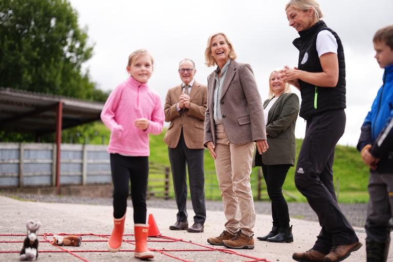 HRH The Duchess of Edinburgh joins Ernest Cook Trust at Low Beckside Farm, enjoying a school activity