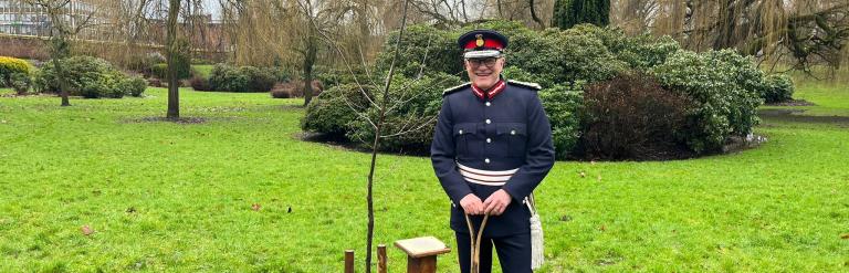 The Lord-Lieutenant with the planted oak tree.
